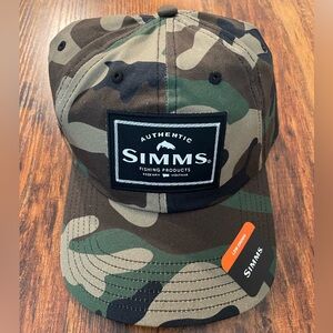 Simms Fishing Single Haul Cap Hat Woodland Camo Snapback Low Crown Hat
